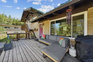 Wooden deck featuring stairway