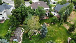 Aerial perspective of suburban area