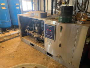 Detailed view of a water pressure tank and a heating unit