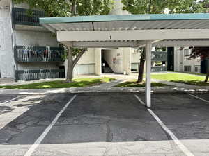 View of covered parking lot