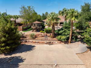 View of patio with a gazebo