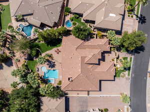 Aerial view of a pool area