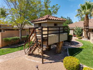 View of patio with a gazebo
