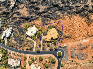 Aerial view of property's location with property parcel outlined