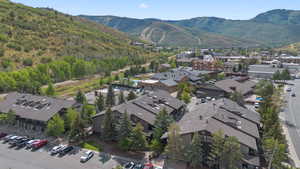 Aerial view of a mountain backdrop