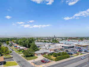 Aerial view of a mountainous background