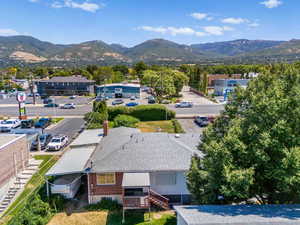 Aerial view of a mountainous background