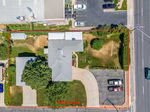Aerial view of property's location with property parcel outlined