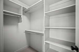 Walk in closet featuring carpet