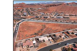 Aerial view of property's location featuring property parcel outlined
