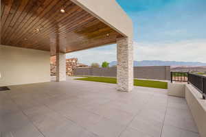 Downstairs ADU. View of patio featuring a mountain view