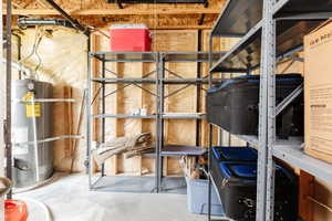 Storage featuring strapped water heater