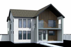 Back of house with a balcony, a shingled roof, and board and batten siding