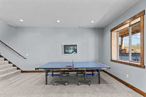 Playroom featuring carpet flooring and recessed lighting