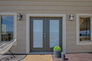 View of exterior entry with french doors