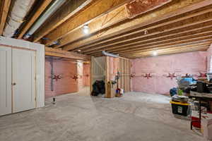 View of unfinished basement