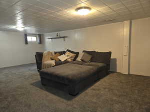 View of carpeted living area