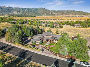 View from above of property with mountains