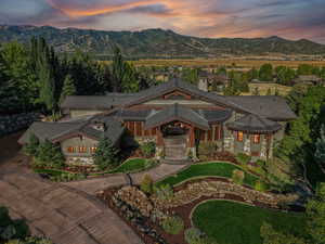 View of front of property with a mountain view