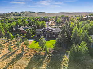 Drone / aerial view of a mountainous background