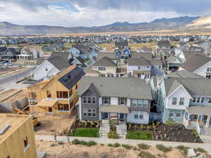 Aerial view of a mountain backdrop