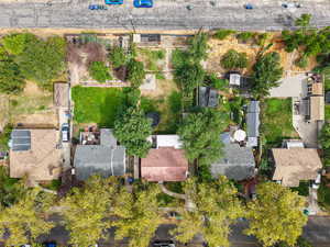 Aerial perspective of suburban area