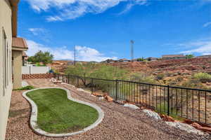Fenced backyard featuring a patio area