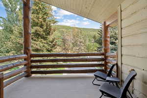Balcony with a view of trees