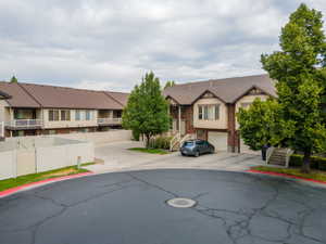 View of asphalt street with stairway and a residential view