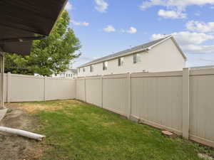View of fenced backyard