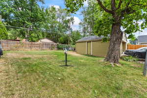 View of fenced backyard