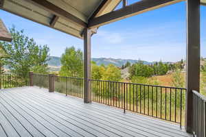 Wooden terrace with a mountain view