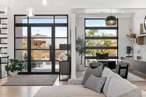 Living room with light wood-style floors