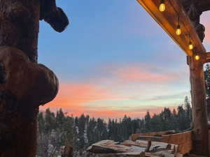 View of patio terrace at dusk