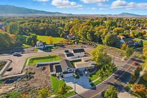 Bird's eye view of a mountain backdrop