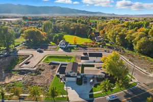 Aerial view of a mountainous background