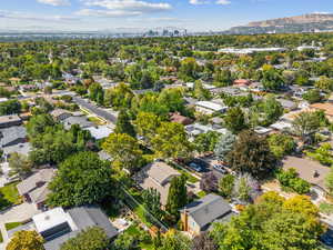 View of urban area with a mountain backdrop