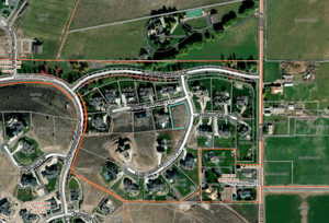 Aerial overview of property's location with property boundaries highlighted