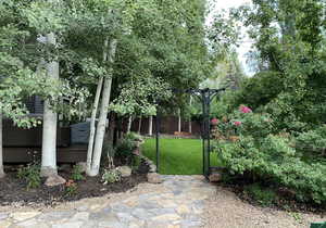 View of yard with a deck