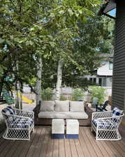 Deck with an outdoor hangout area