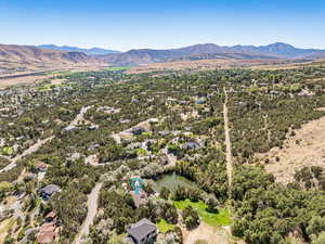 Aerial view of a mountain backdrop