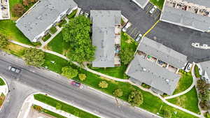 Aerial perspective of suburban area