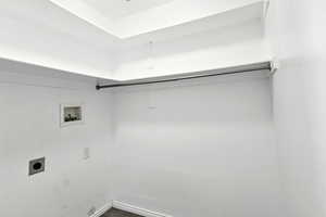 Laundry area with hookup for an electric dryer and hookup for a washing machine