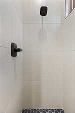 Bathroom view of tiled shower