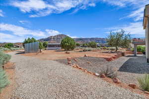 View of yard with a mountain view