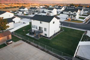 Aerial perspective of suburban area