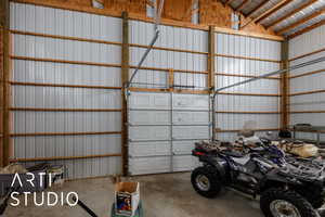 Garage with metal wall