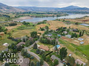 Drone / aerial view of a water and mountain view