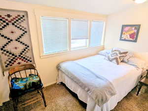 Bedroom featuring carpet flooring and baseboards