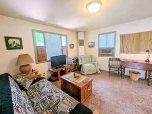 View of carpeted living area